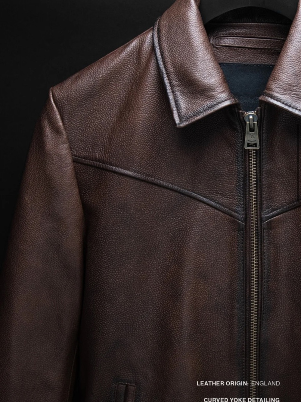Boda Skins vintage Brown Leather Zip-Front Jacket - Picture 5 of 13